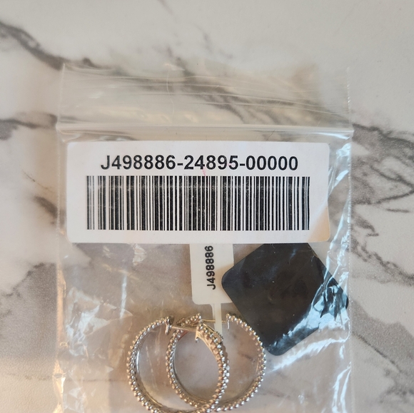 Elegant Silver and Blue Gemstone Hoop Earrings - Picture 6 of 6